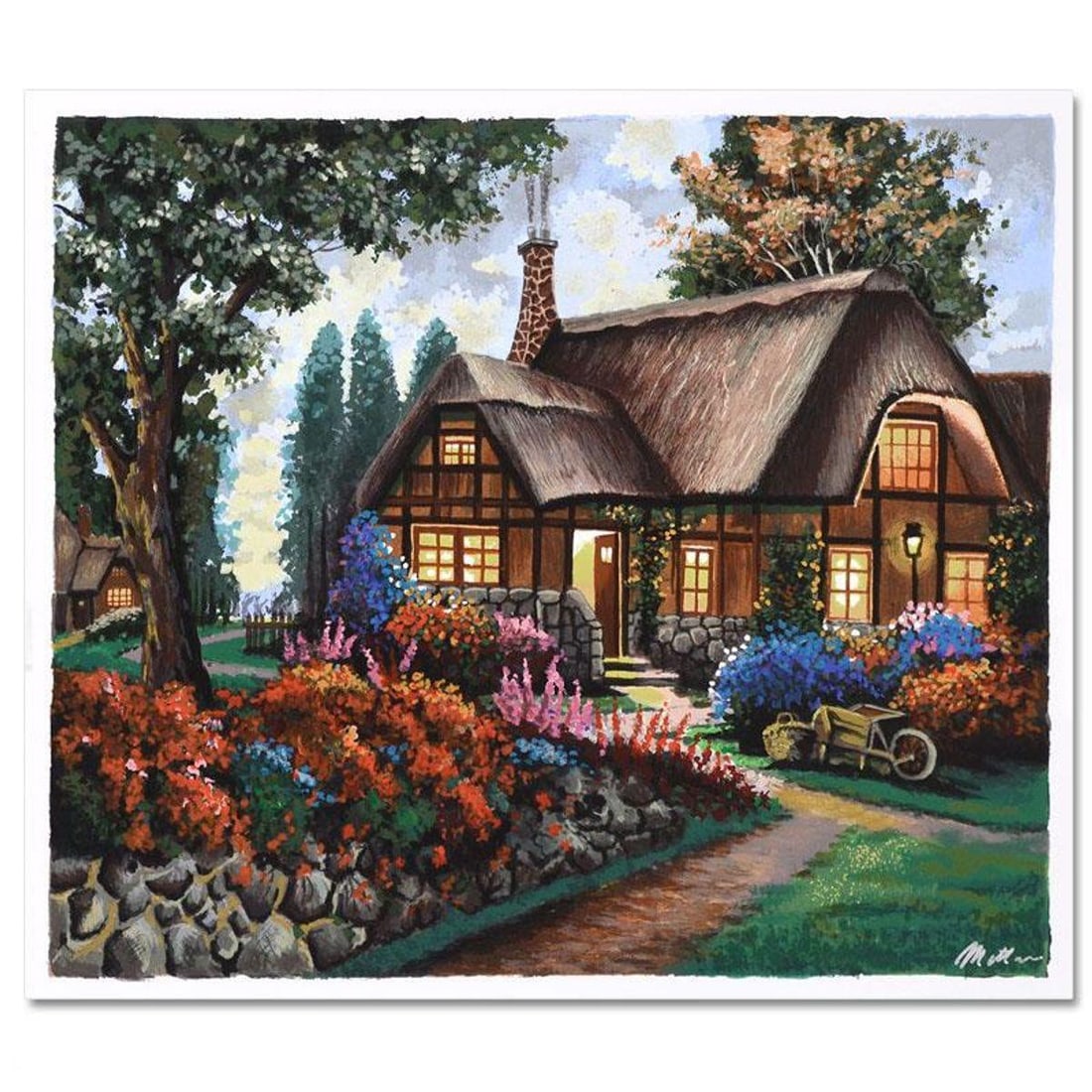 Anatoly Metlan, "Country House" Limited Edition Serigraph, Numbered and Hand Signed with Certificate: Country House is a limited edition serigraph on paper by Anatoly Metlan, numbered and hand signed by the artist. Includes Certificate of Authenticity. Measures approx. 20" x 17" (with border), 18" x 1
