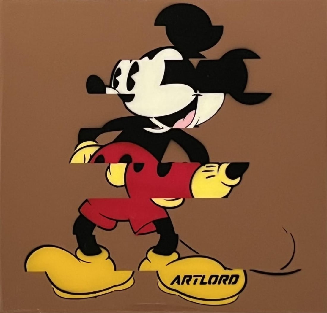 Artlord- Original on wood panel with resin "Mickey": Artist: Artlord. Medium: Original on wood panel with resin. Title: Mickey. Size: 12" x 12". Signature: Signed. Additional: Hand Signed Verso. Reference#: 28408.
