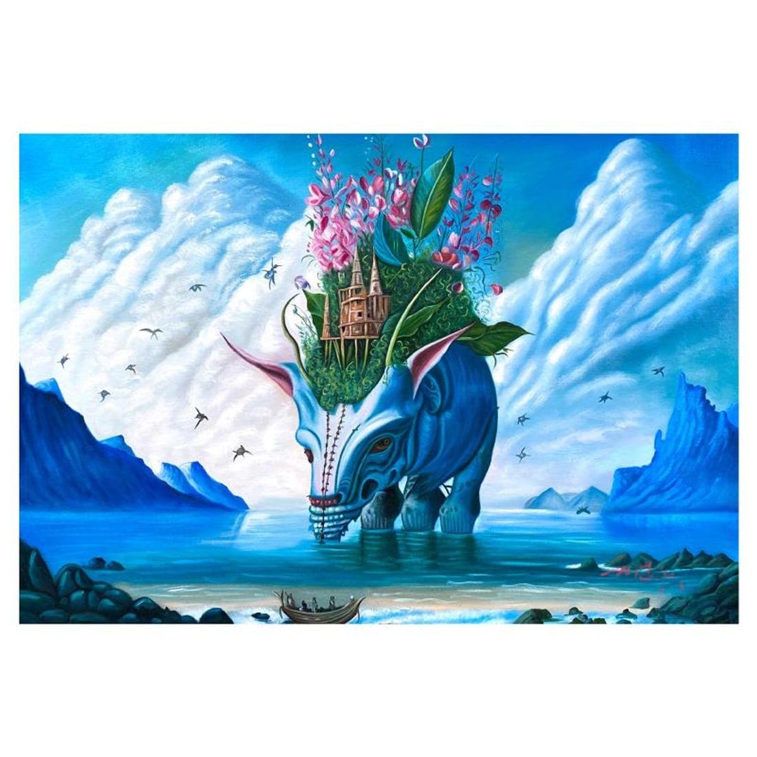 Mani, Original Acrylic Painting on Canvas, Hand Signed with Letter of Authenticity.: This is an original acrylic painting on canvas by Mani, hand signed by the artist. Includes Letter of Authenticity. Measures approx. 20" x 30" (image).