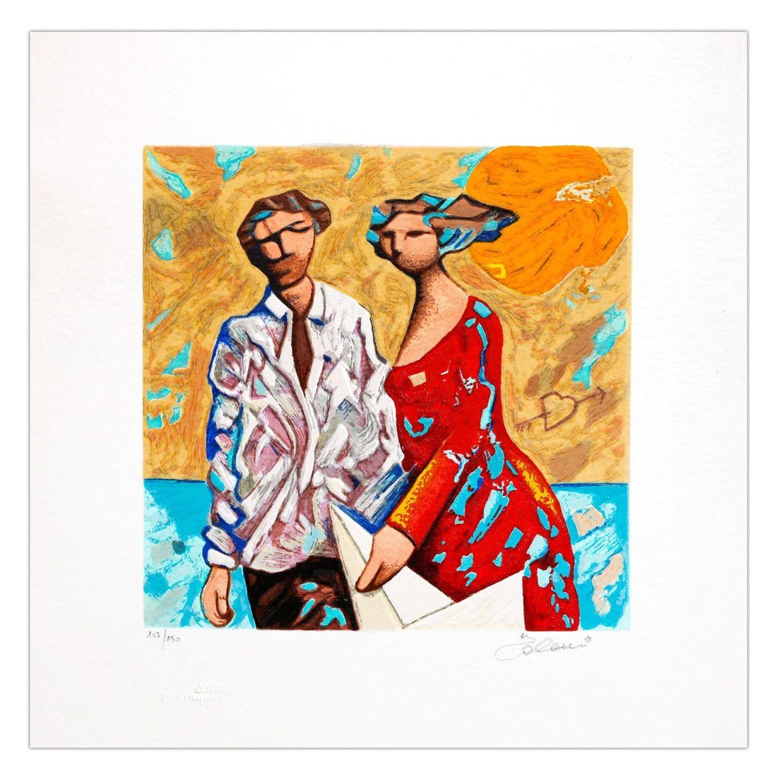 Giampaolo Talani- SIlkscreen on Paper "Due Ombre Insieme": Artist: Giampaolo Talani. Medium: SIlkscreen on Paper. Title: Due Ombre Insieme. Size: 8" x 8". Signature: Hand Signed and numbered. Certificate of Authenticity: Is included. Additional: Edition