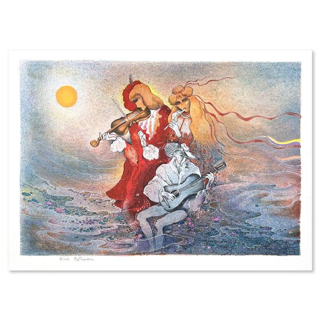 Zina Roitman, Limited Edition Serigraph, Hand Signed and Numbered, Letter of Authenticity.: This is a limited edition serigraph on paper by Zina Roitman. The piece comes hand signed by the artist, numbered, and with a letter of authenticity. Measures approximately 12.5" x 18". Reference#: 93