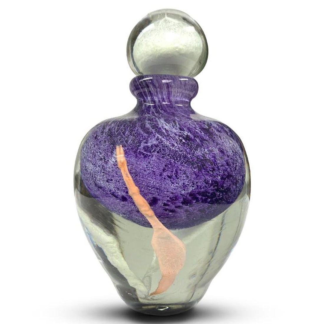 Jean Claude Novaro (1943-2014), Hand Blown Glow in the Dark Glass Sculpture, Hand Signed with Letter: This is a hand blown glow in the dark glass sculpture by Jean Claude Novaro (1943-2014), hand signed by the artist. Includes Letter of Authenticity. Measures approx. 8" x 4.5" x 8". Please note: the b