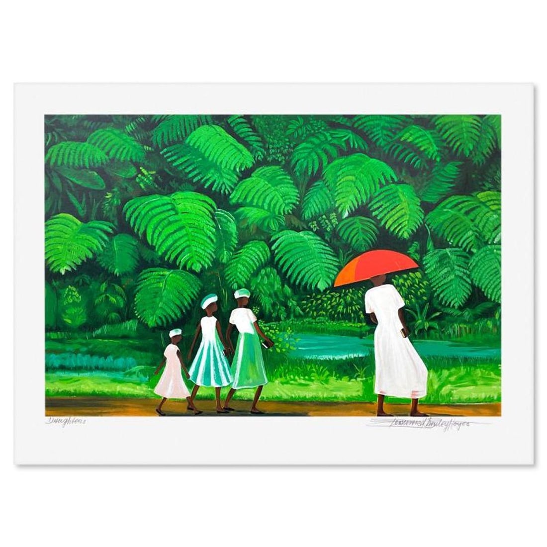 Bernard Hoyes, "Daughters" Limited Edition Printer's Proof Serigraph, Numbered and Hand Signed with: Daughters is a limited edition printer's proof serigraph on paper by Bernard Hoyes, numbered and hand signed by the artist. Includes Letter of Authenticity. Measures approx. 24" x 32.5" (border), 19" 