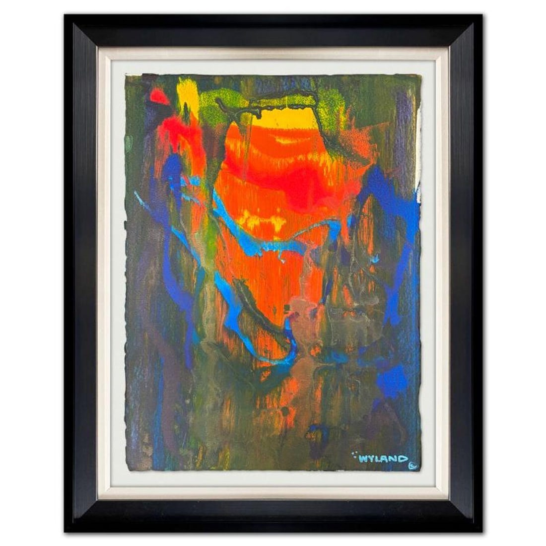 Wyland, "Untitled Abstract" Framed Original Painting on Paper, Hand Signed with Letter of (1 of 2)