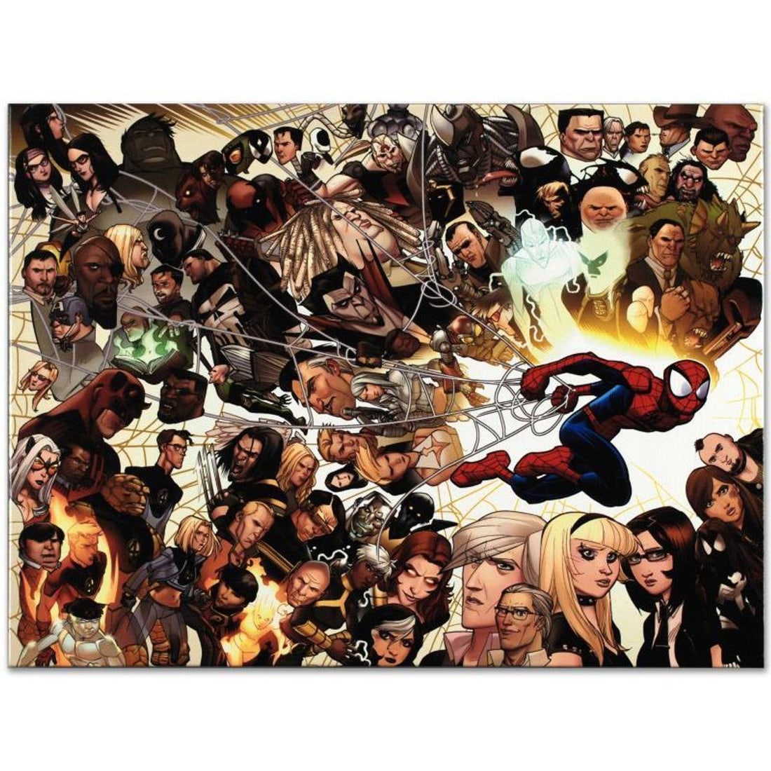 Marvel Comics "Ultimate Spider-Man #150" Numbered Limited Edition Giclee on Canvas by David Lafuente: A piece of comic book history, this limited edition, from original art by David Lafuente, depicts the classic character Spider-Man. David Lafuente has drawn cover art for such franchises as X-Men and