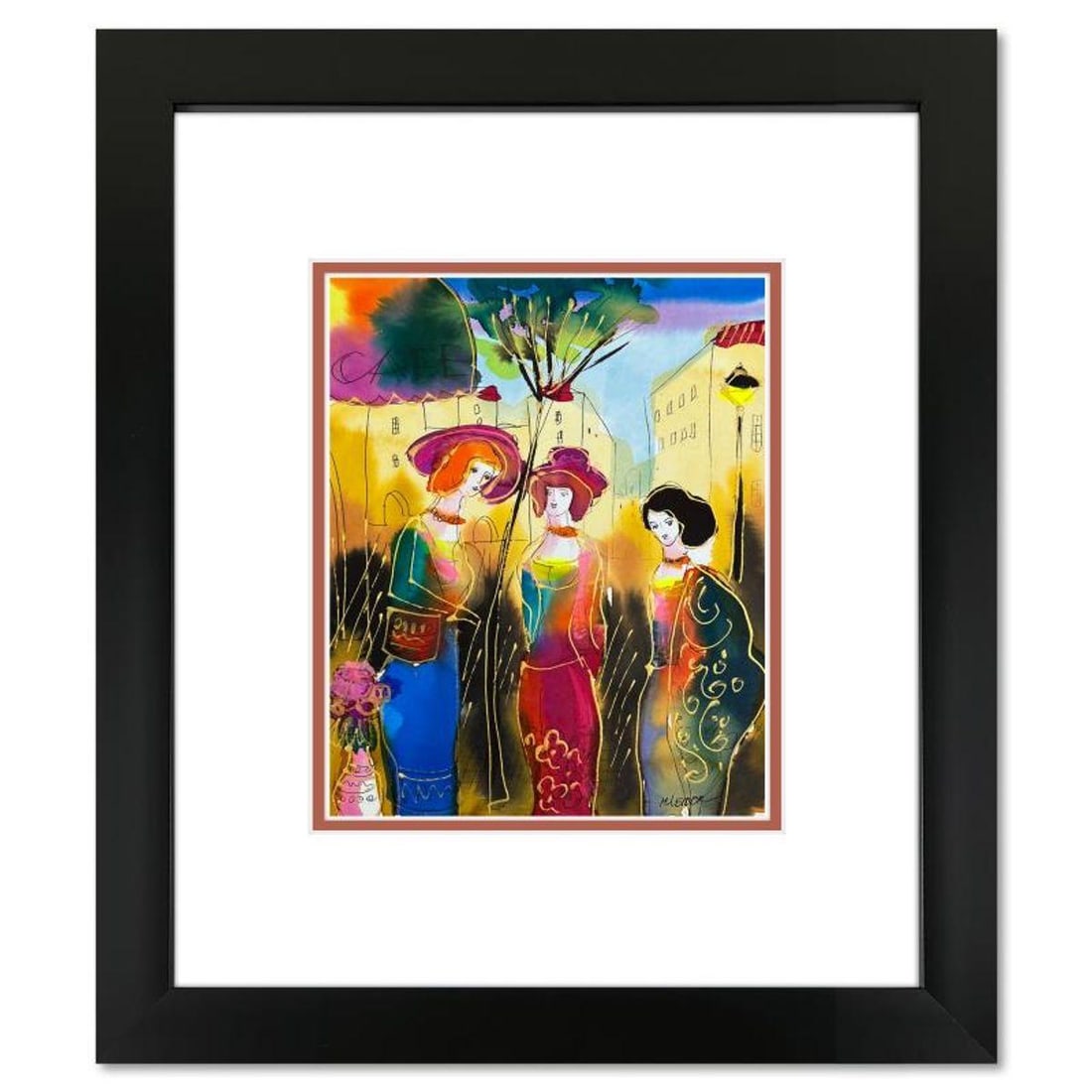 Moshe Leider, Framed Original Mixed Media Watercolor Painting, Hand Signed with Letter of (1 of 2)
