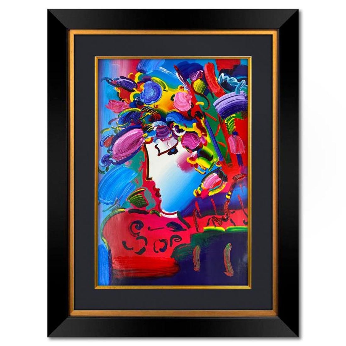 Peter Max, "Blushing Beauty" Framed One-of-a-Kind Mixed Media, Hand Signed with Registration Number (1 of 2)