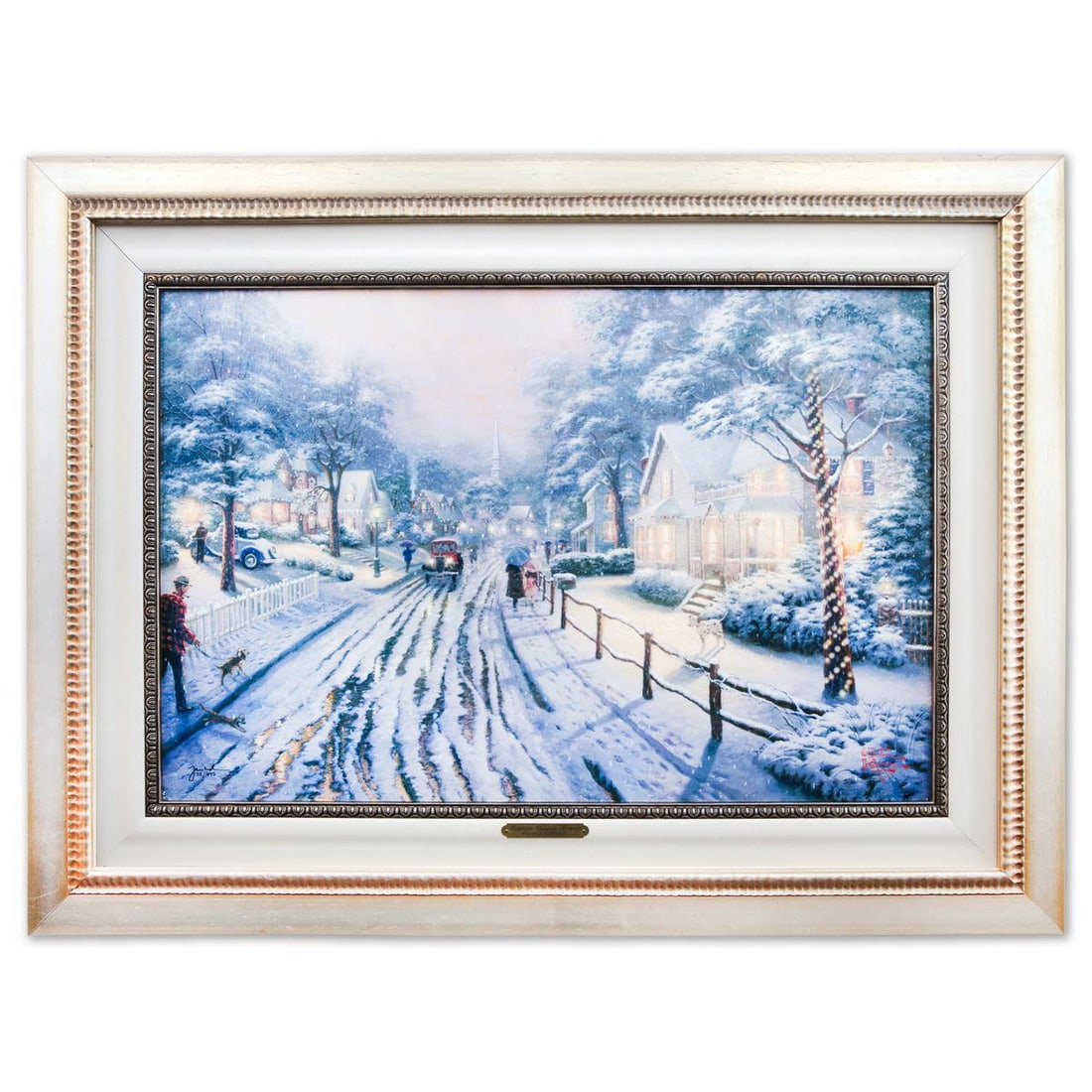 Thomas Kinkade- Hand Embellished Giclee on Canvas "Hometown Christmas Memories" (1 of 4)