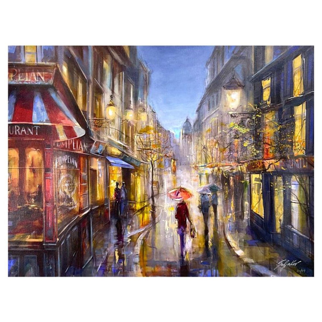 Vadik Suljakov, "Rainy Day Shopping" Hand Embellished Limited Edition on Canvas, Numbered and Hand (1 of 2)