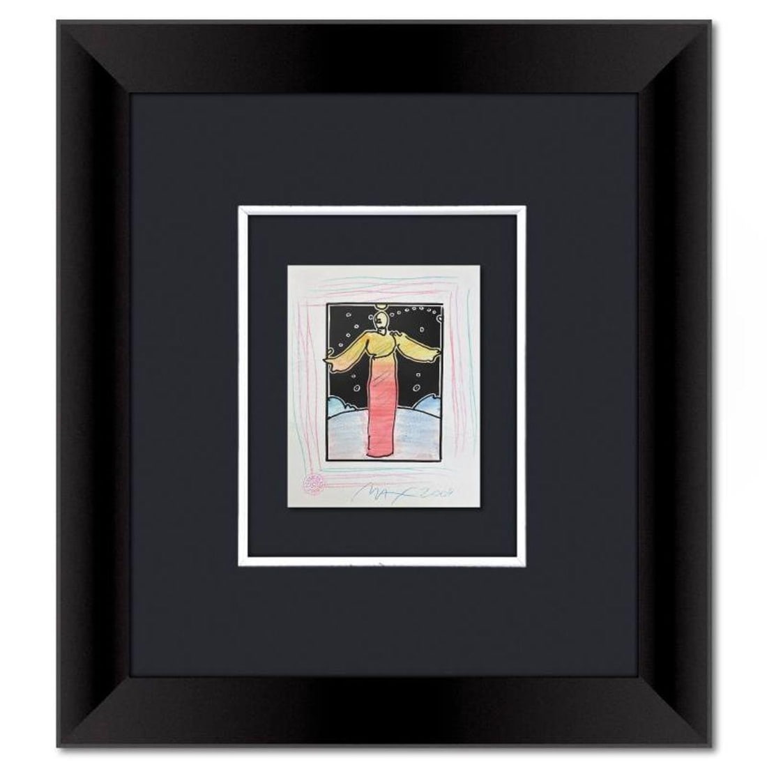Peter Max, Framed One-of-a-Kind Mixed Media, Hand Signed with Registration Number Certifying (1 of 2)