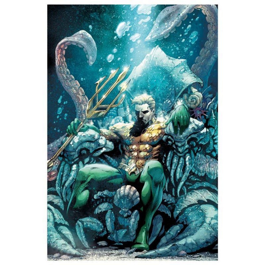 DC Comics, "Aquaman #18" Numbered Limited Edition Giclee on Canvas by Paul Pelletier with COA.: Aquaman #18 is a limited edition giclee on canvas featuring art by Paul Pelletier from the 2013 comic. This piece comes gallery wrapped and includes a certificate of authenticity. Measures