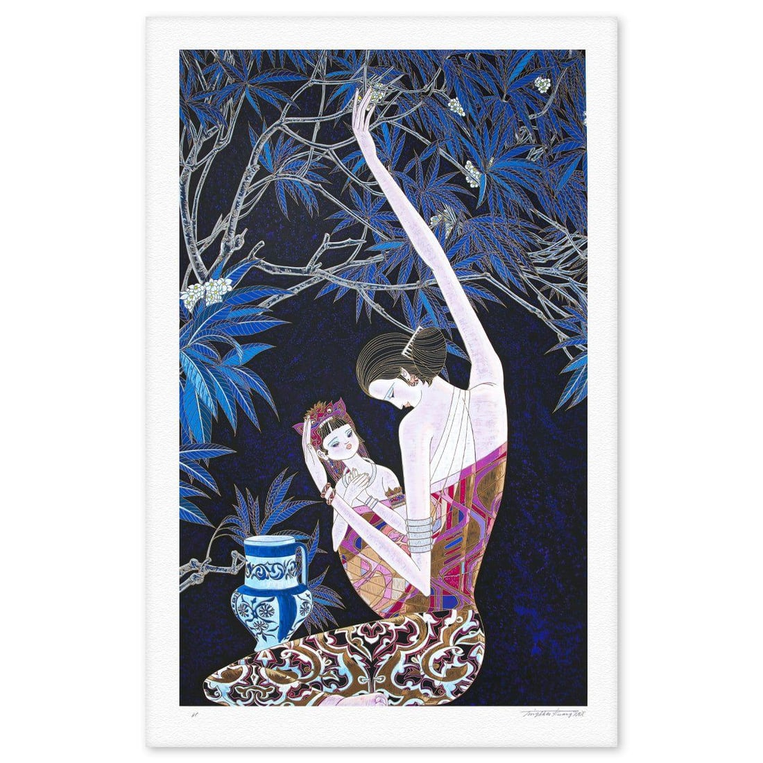 Ting Kuang- Silkscreen "Heart to Heart": Artist: Ting Kuang. Medium: Silkscreen. Title: Heart to Heart. Size: 49" x 33". Signature: Hand signed and numbered. Reference#: 74866.