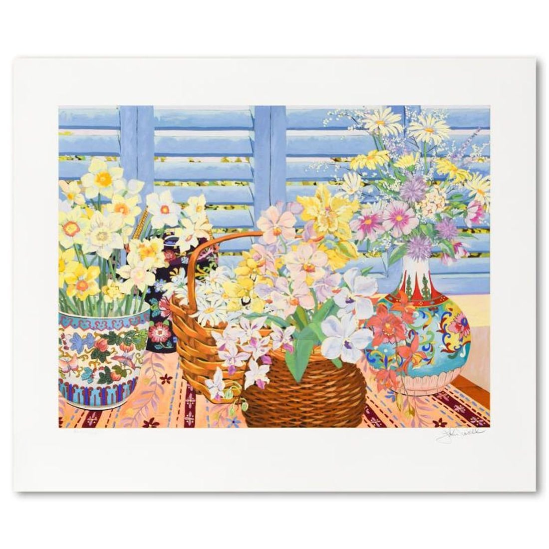 John Powell, "Blue Shutters" Limited Edition Serigraph, Numbered XLVIII/CX and Hand Signed with: Blue Shutters is a limited edition serigraph on paper by John Powell, numbered XLVIII/CX and hand signed by the artist. Includes Letter of Authenticity. Measures approx. 28.5" x 24" (border), 23.5" x 