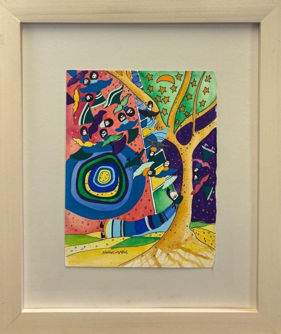 Raphael Abecassis- Original watercolor on paper: Artist: Raphael Abecassis. Medium: Original watercolor on paper. Measures approx. 9" x 12" (framed). Signature: Hand signed. Reference#: 87189.