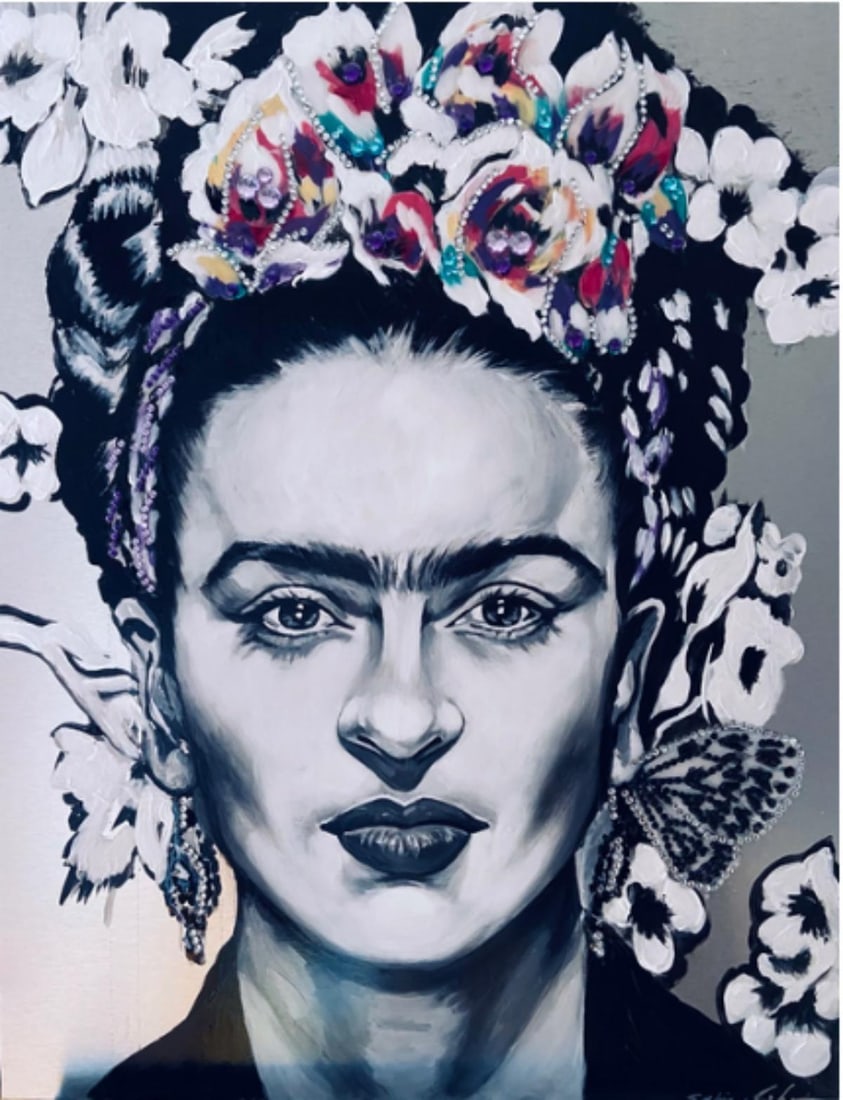 Sylvia Cohen- Acrylic on Metal "Frida": Artist: Sylvia Cohen. Medium: Acrylic on Metal. Title: Frida. Size: 26" x 34". Signature: Signed. Reference#: 28580.