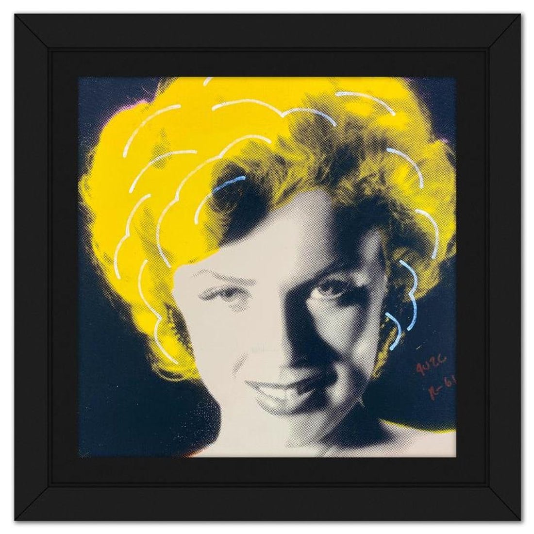Ringo Daniel Funes, "Midnight Marilyn" Framed One-of-a-Kind Mixed Media on Canvas, Hand Signed with: Midnight Marilyn is a one-of-a-kind hand-pulled mixed media silkscreen on canvas by Ringo (Daniel Funes) - protege of Andy Warhol's apprentice, Steve Kaufman.This piece is hand signed by the artist.