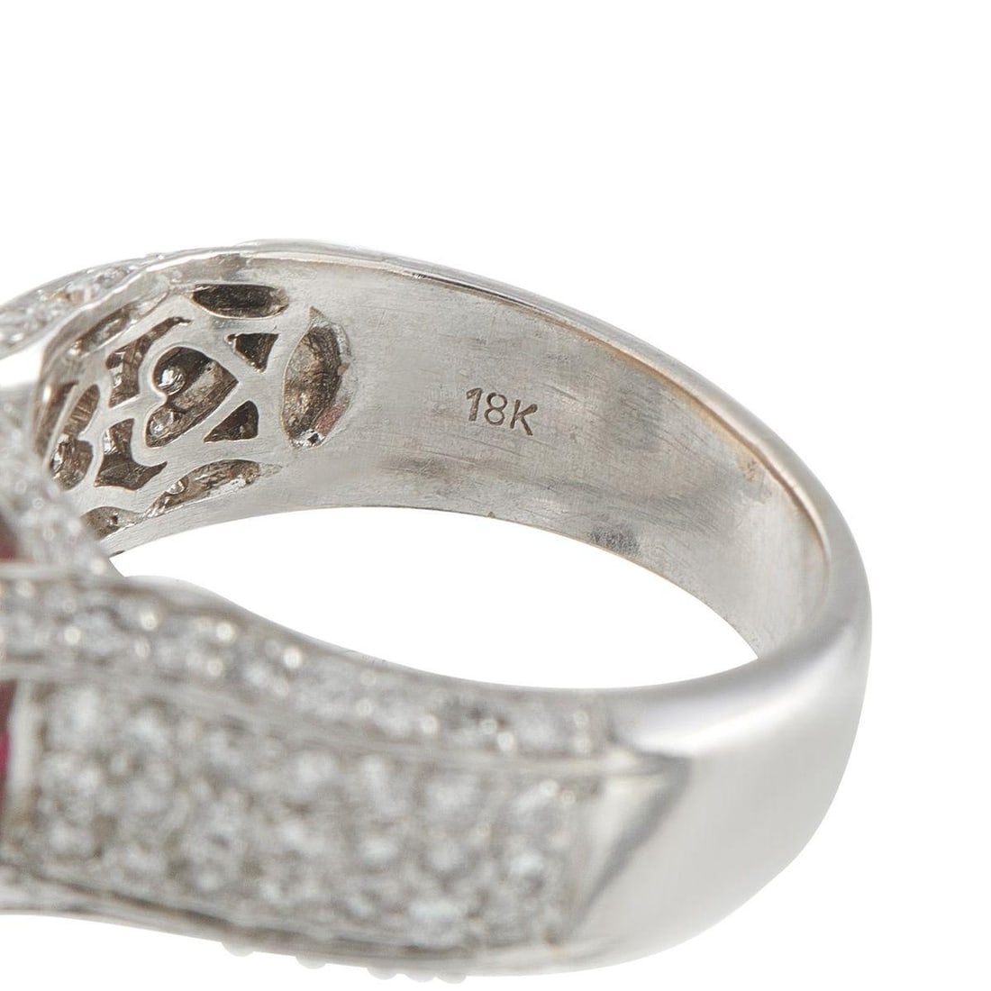18K WHITE GOLD DIAMOND AND RUBY RING - 4