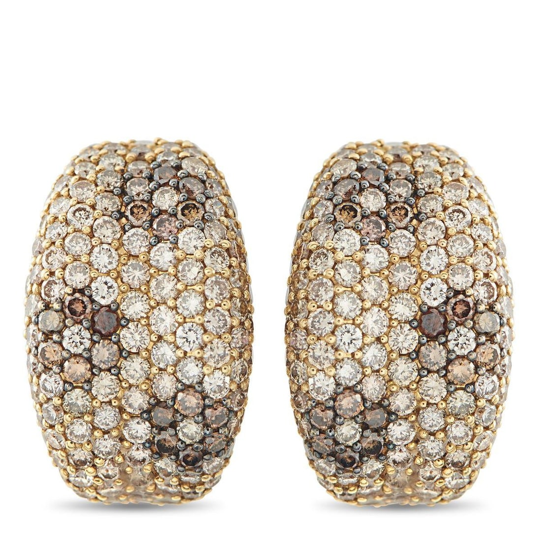 ROBERTO COIN FANTASIA 18K YELLOW GOLD 5.13CT DIAMOND CLIP-ON EARRINGS: These Roberto Coin Fantasia earrings are simply inspired. Set in 18K Yellow Gold, colored Diamonds with a total weight of 5.13 carats emit sparkle and create subtle floral motifs in the dazzling desig