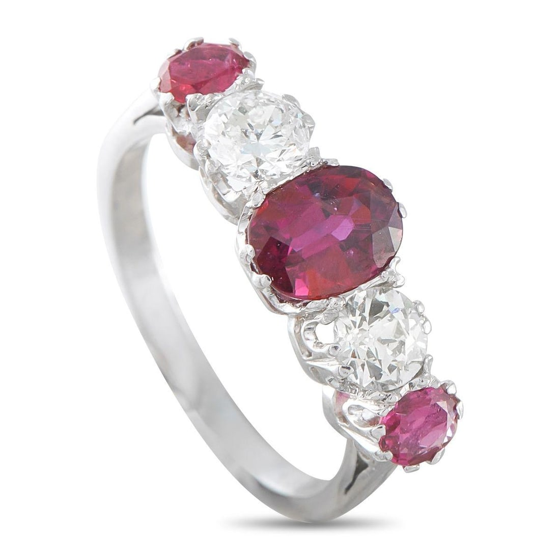 PLATINUM 0.70CT DIAMOND AND RUBY RING (1 of 3)