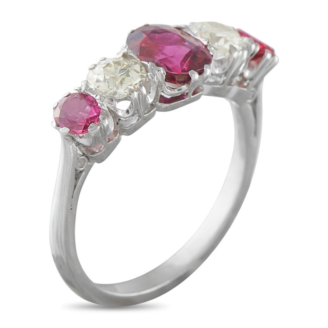 PLATINUM 0.70CT DIAMOND AND RUBY RING - 2