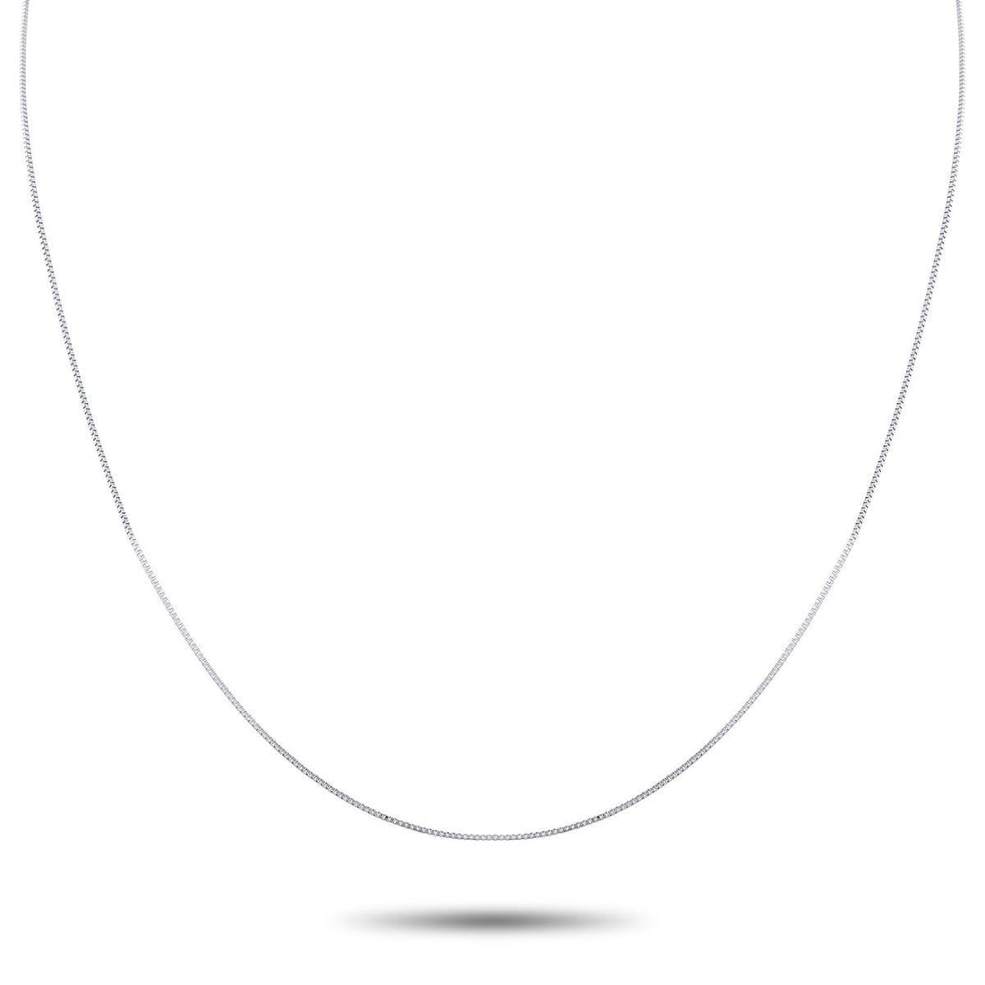PLATINUM CHAIN NECKLACE: This sleek Platinum chain necklace will look elegant when paired with any pendant. The sleek box-style chain measures 17 long and includes ring clasp closure.This jewelry piece is offered in estate