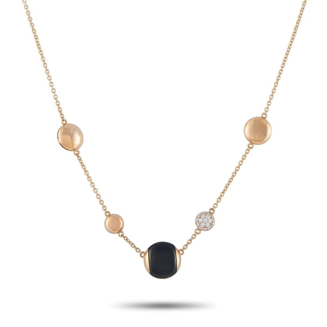 ROBERTO COIN 18K ROSE GOLD DIAMOND AND ONYX NECKLACE (1 of 3)