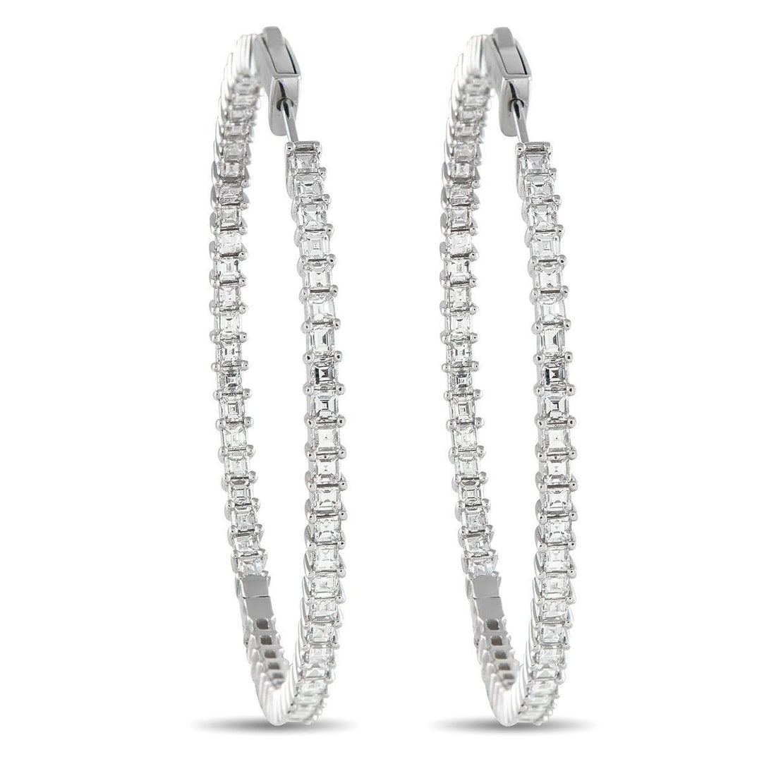 18K WHITE GOLD 4.40CT DIAMOND INSIDE-OUT HOOP EARRINGS (1 of 4)