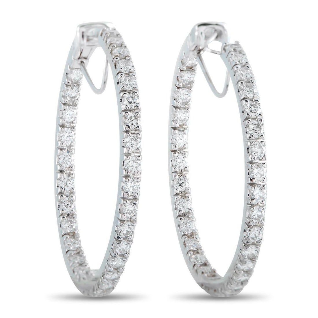 14K WHITE GOLD 5.75CT DIAMOND HOOP EARRINGS (1 of 3)