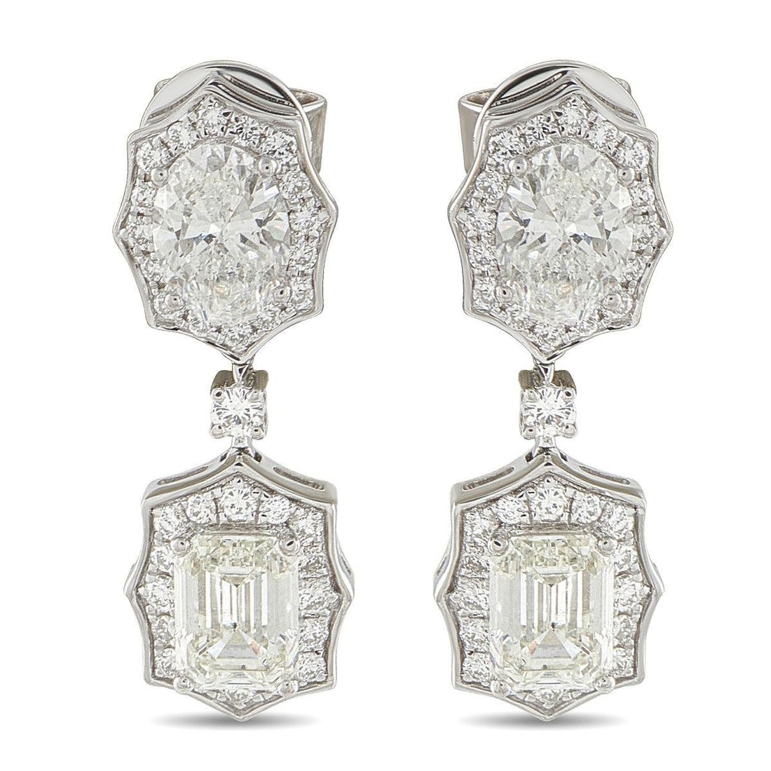 18K WHITE GOLD 3.91CT DIAMOND EARRINGS (1 of 4)