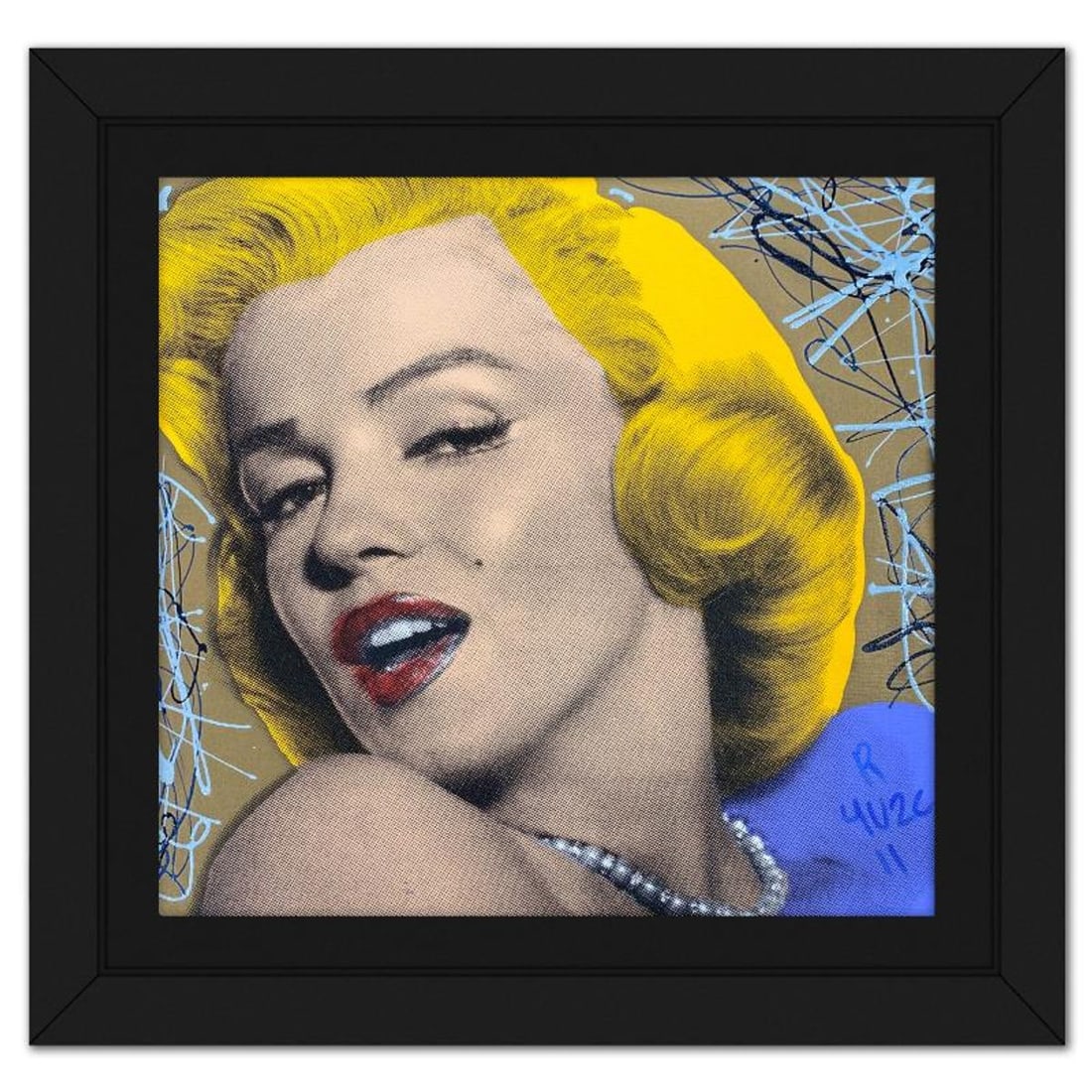 Ringo Daniel Funes, "Marilyn with Pearls" Framed One-of-a-Kind Mixed Media on Canvas, Hand Signed (1 of 2)