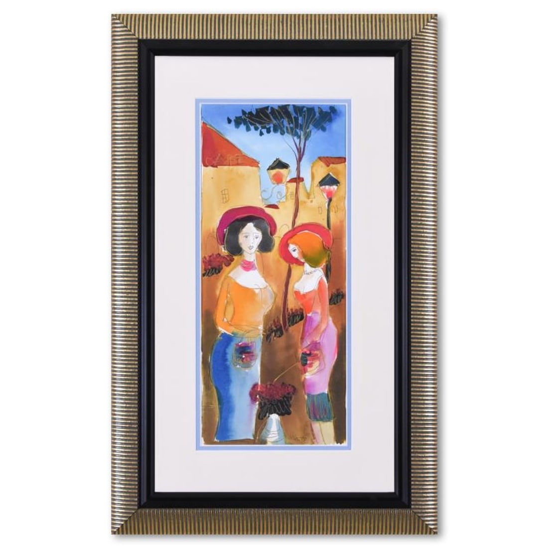Moshe Leider, Framed Original Mixed Media Watercolor Painting, Hand Signed with Letter of: This is an original mixed media watercolor painting on paper by Moshe Leider, hand signed by the artist. This piece comes custom framed. Includes Letter of Authenticity. Measures approx. 16" x 25.5" (