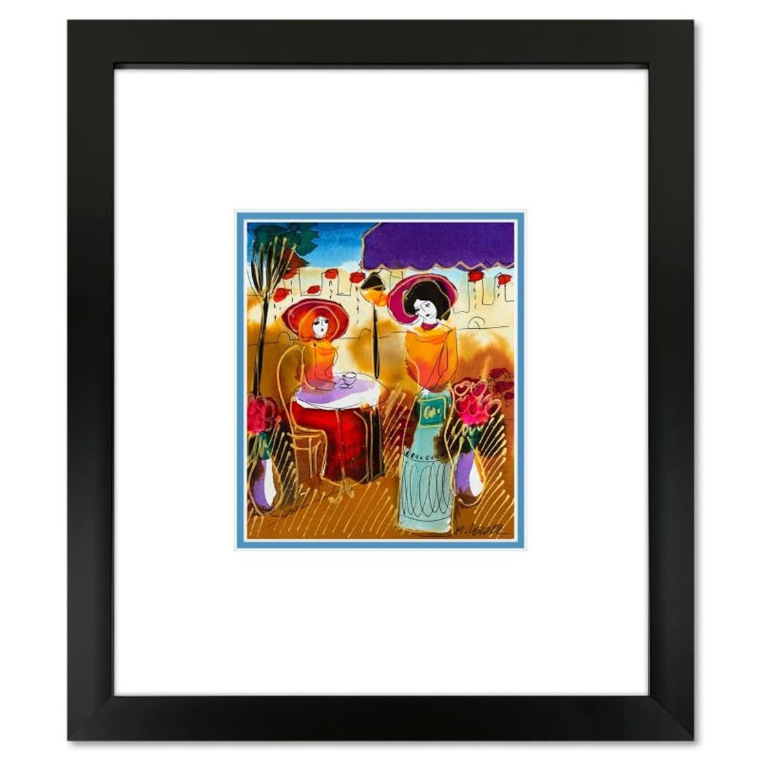 Moshe Leider, Framed Original Mixed Media Watercolor Painting, Hand Signed with Letter of: This is an original mixed media watercolor painting on paper by Moshe Leider. Hand signed by the artist, this piece comes custom framed and includes a Letter of Authenticity. Measures approximately 15