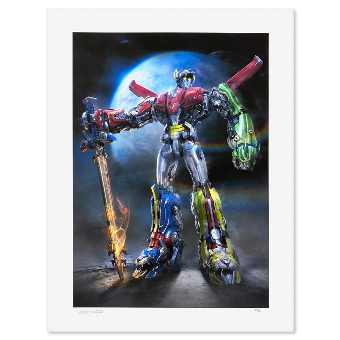 Josh Nizzi, "Voltron" Limited Edition, PP Numbered 3/4 and Signed with Letter of Authenticity.: Voltron is a limited edition giclee on paper by Josh Nizzi, PP numbered 3/4 and bearing the authorized signature of the artist. Includes Letter of Authenticity. Measures approx. 24" x 18" (border) 20"