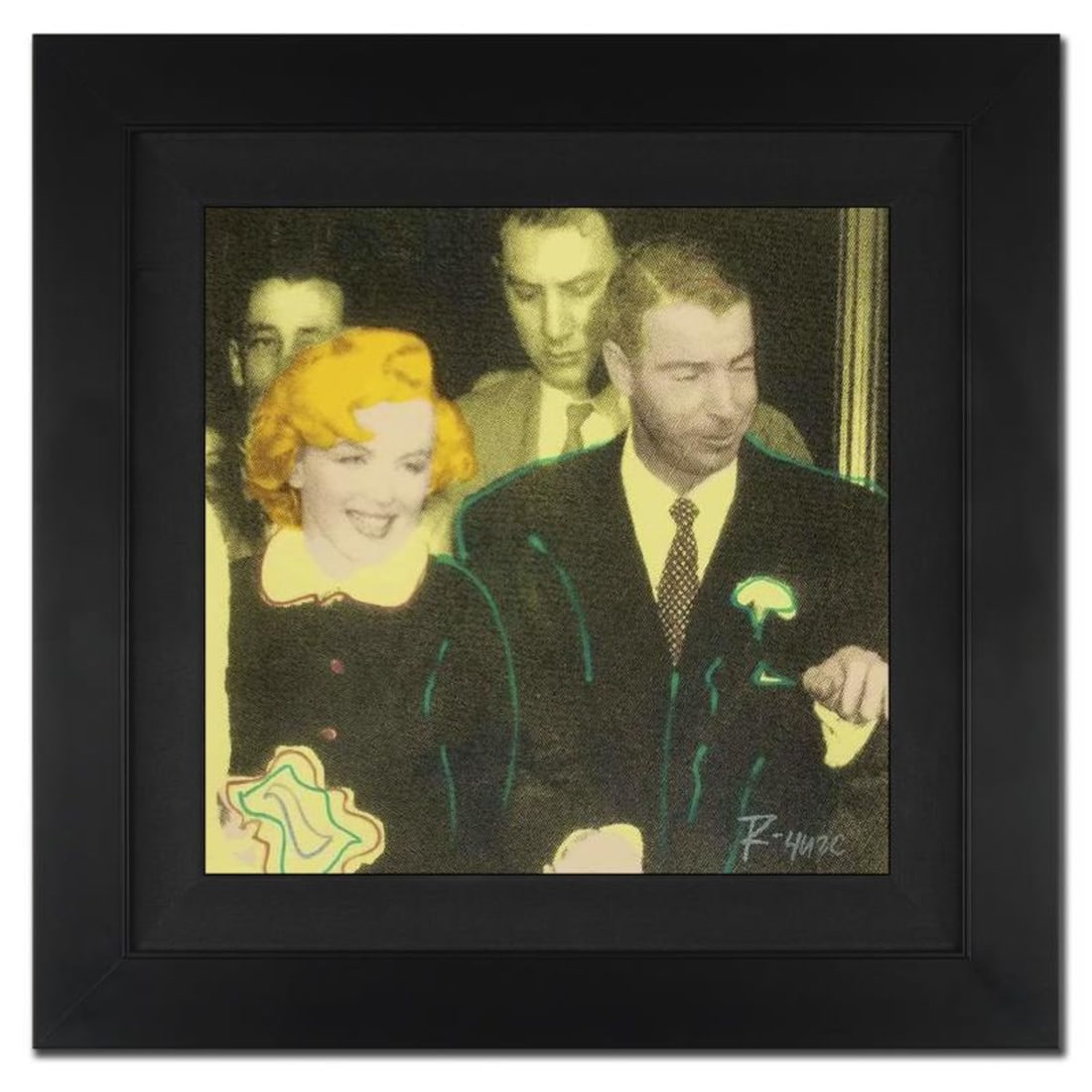 Ringo Daniel Funes, "Mr. and Mrs. DiMaggio" Framed One-of-a-Kind Mixed Media Painting on Canvas,: Mr. and Mrs. DiMaggio is a one-of-a-kind hand-pulled silkscreen and mixed media painting on canvas by Ringo 4u2c - the protege of Andy Warhol's apprentice, Steve Kaufman! This piece is hand signed by 