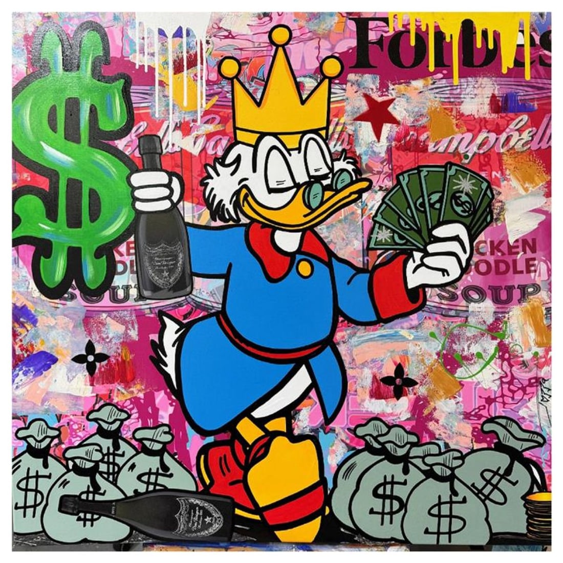 Jozza, "Celebration Time" Unique Mixed Media on Canvas, Hand Signed Inverso with Letter of (1 of 1)