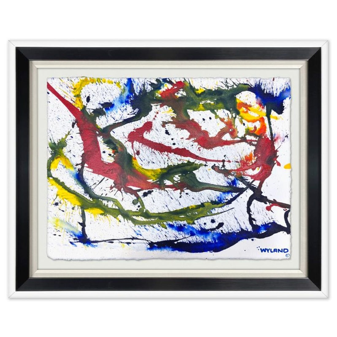 Wyland, "Untitled Abstract" Framed Original Painting on Paper, Hand Signed with Letter of: This is an original watercolor painting on paper by Wyland, hand signed by the artist. This piece comes custom framed. Includes Letter of Authenticity. Measures approximately 31" x 38.5" x (framed),