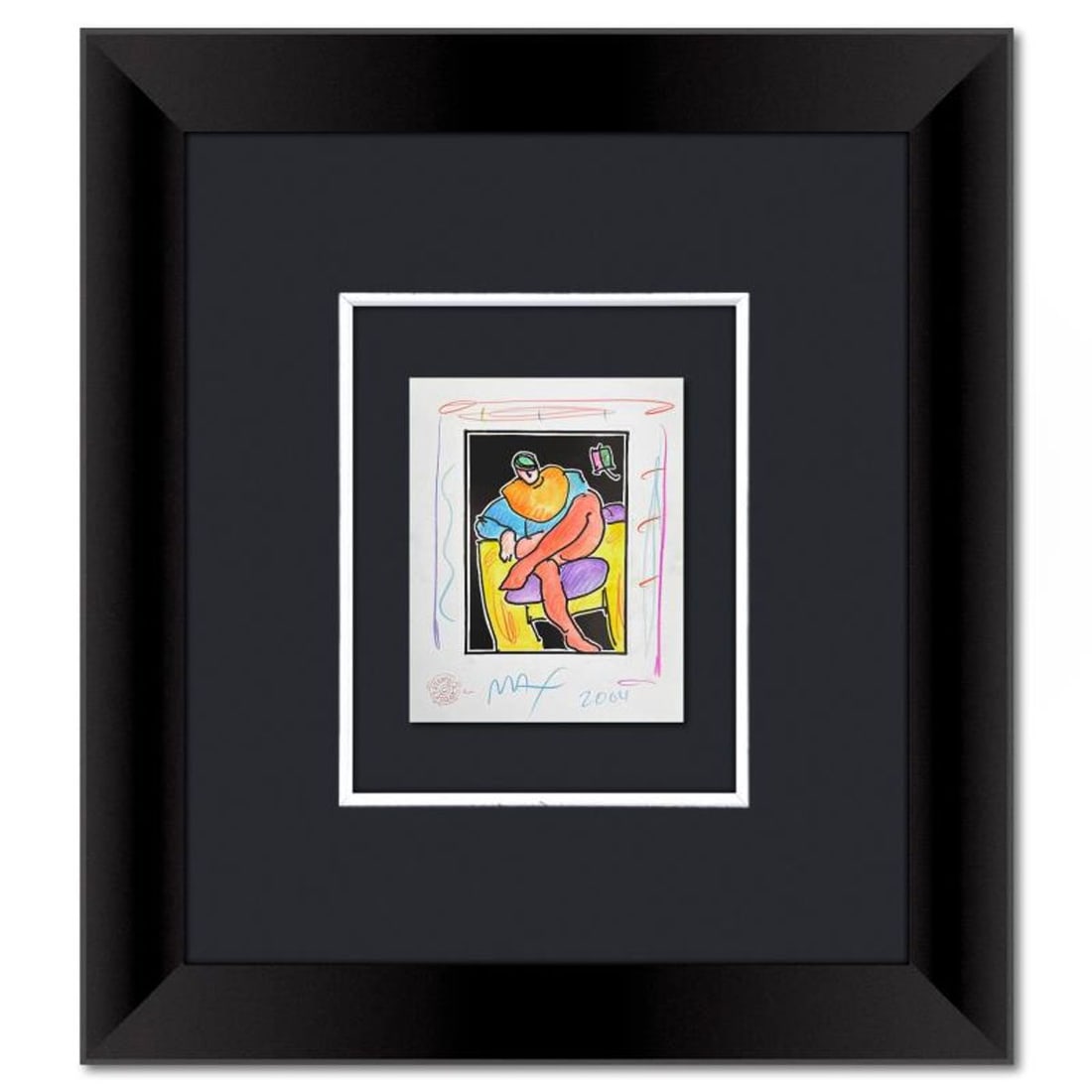 Peter Max, Framed One-of-a-Kind Mixed Media, Hand Signed with Registration Number Certifying (1 of 2)
