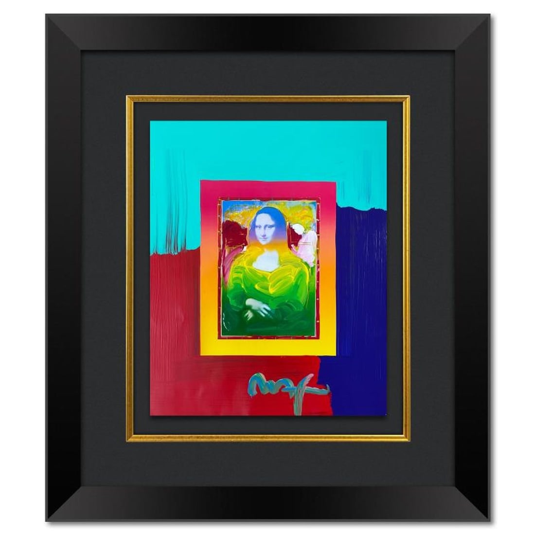 Peter Max, "Mona Lisa" Framed One-of-a-Kind Acrylic Mixed Media, Hand Signed with Registration (1 of 3)