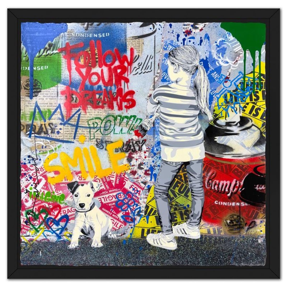 Mr Brainwash, "Express Yourself" Framed Mixed Media Original, Hand Signed with Certificate of (1 of 4)
