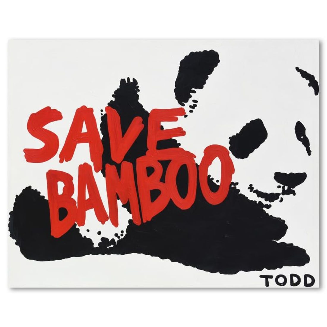 Todd Goldman, "Save Bamboo" Original Acrylic Painting on Gallery Wrapped Canvas (60" x 48"), Hand (1 of 2)