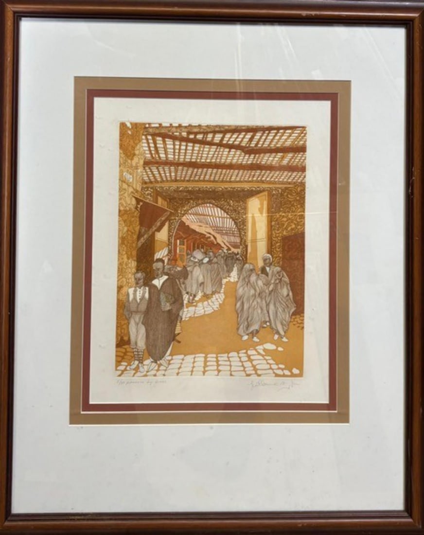 Guillaume Azoulay- Etching on paper: Artist: Guillaume Azoulay. Medium: Etching on paper. Measures approx. 20" x 34" (framed). Signature: Hand Signed. Reference#: 27919.