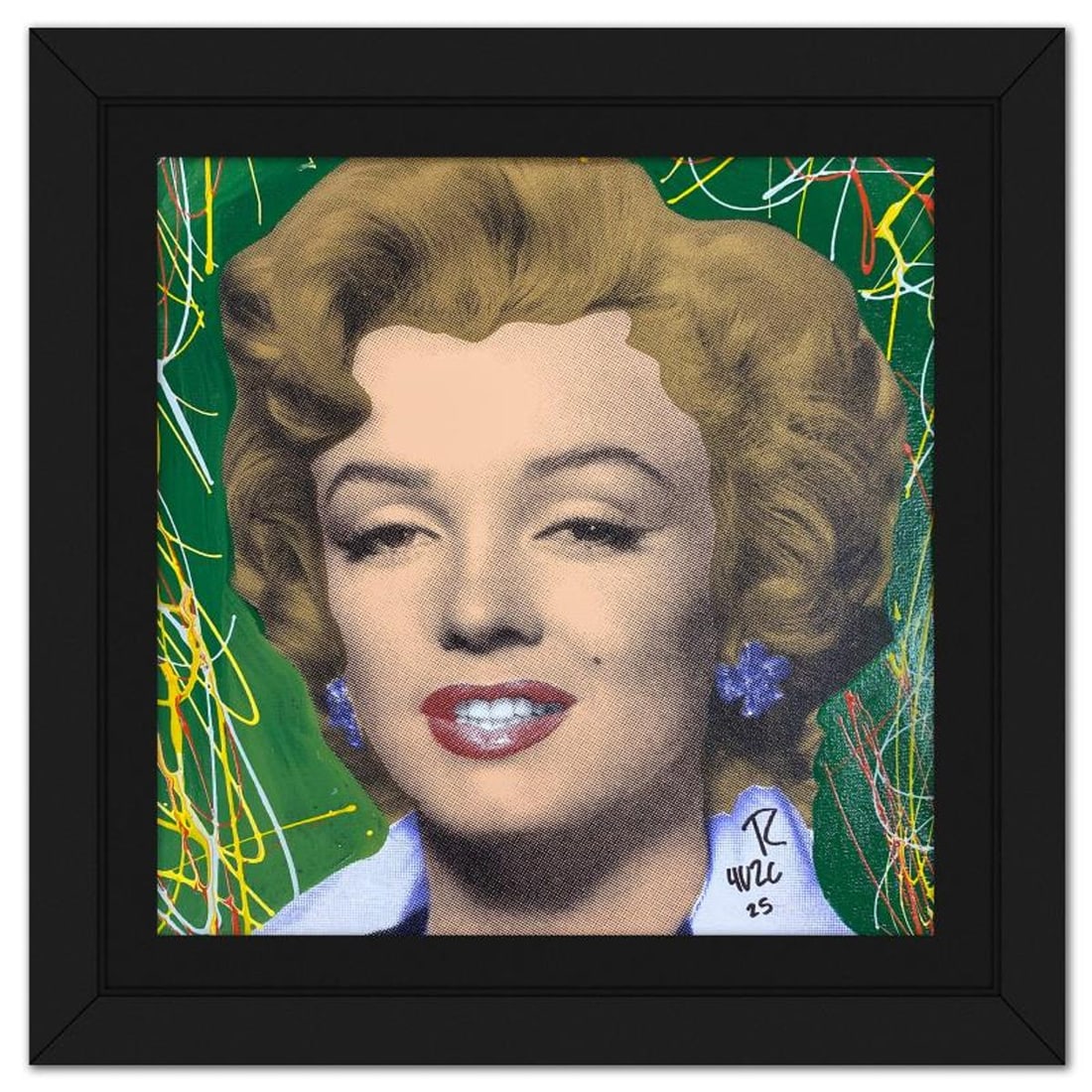 Ringo Daniel Funes, "Marilyn Classic" Framed One-of-a-Kind Mixed Media on Canvas, Hand Signed with: Marilyn Classic is a one-of-a-kind hand-pulled mixed media silkscreen on canvas by Ringo (Daniel Funes) - protege of Andy Warhol's apprentice, Steve Kaufman.This piece is hand signed by the artist. Th