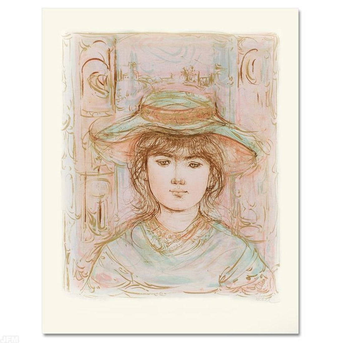 January Limited Edition Lithograph by Edna Hibel (1917-2014), Numbered and Hand Signed with (1 of 2)