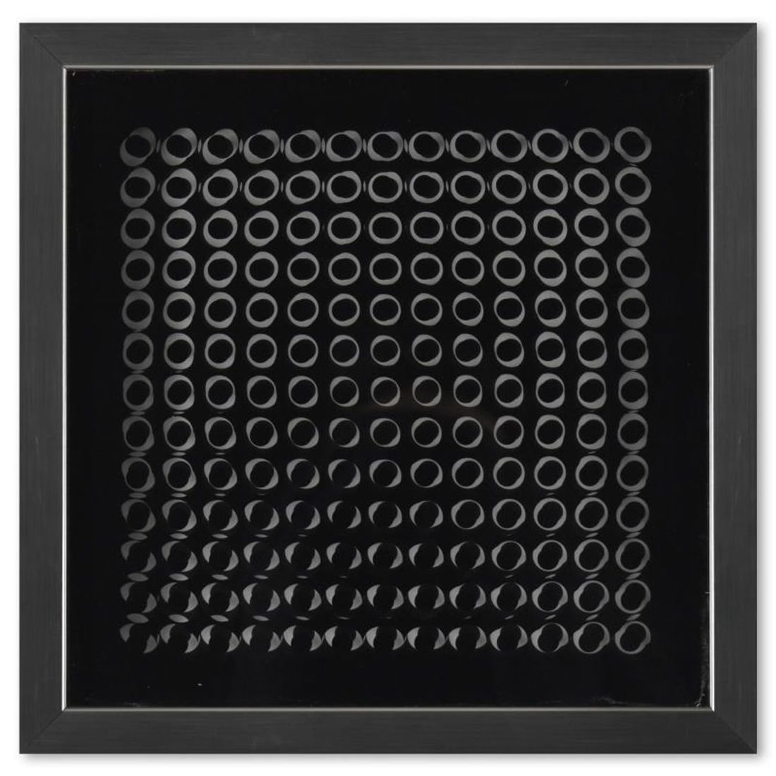 Victor Vasarely (1908-1997), "Trois Dimensions Optique de la serie Cinetiques" Framed 1973: Trois Dimensions Optique de la serie Cinetiques is a dimensional artwork, published in 1973, by Victor Vasarely (1908-1997). This piece comes custom framed, with a letter of authenticity and with a 19