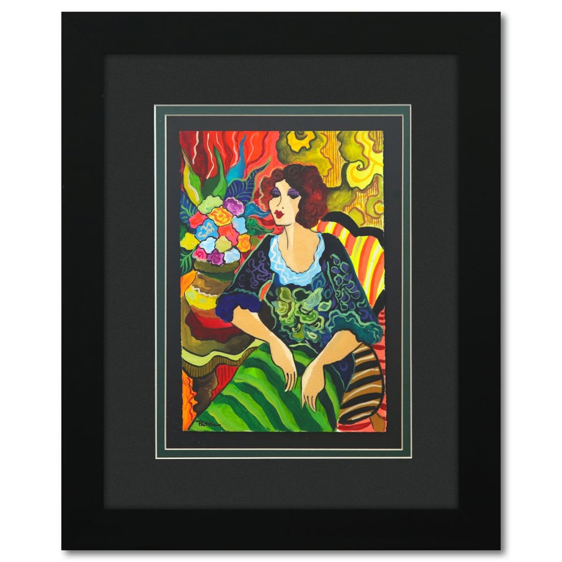 Patricia Govezensky- Original Watercolor "Waiting Table": Artist: Patricia Govezensky. Medium: Original Watercolor. Title: Waiting Table. Size: 11" x 7.5". Measures approx. 19" x 16" (framed). Signature: Hand signed by the artist. Certificate of Authenticity