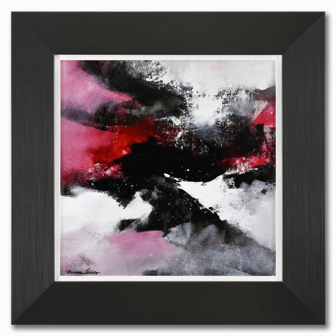 Thomas Leung, "Dancing Color 13" Framed Original Acrylic Painting on Canvas Board, Hand Signed with: Dancing Color 13 is an original acrylic painting on canvas board by Thomas Leung, hand signed by the artist. This piece comes custom framed. Includes Letter of Authenticity. Measures approx. 22.5" x 2