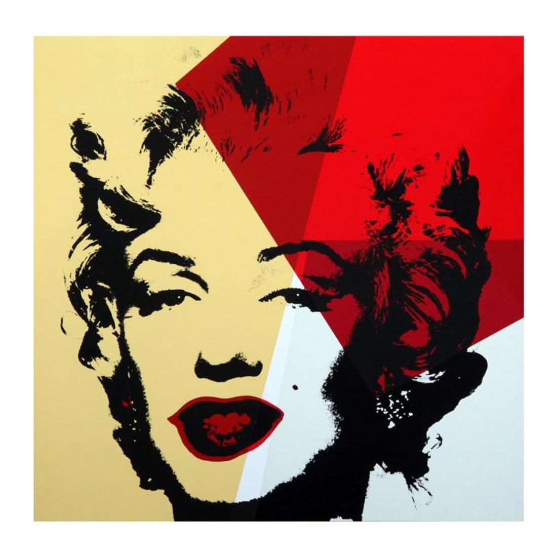 Andy Warhol "Golden Marilyn 11.42" Limited Edition Silk Screen Print from Sunday B Morning.: Golden Marilyn 11.42 is a limited edition silk screen print on museum board from Sunday B Morning featuring the works of Andy Warhol. The piece is stamped in blue on the back with "Published by