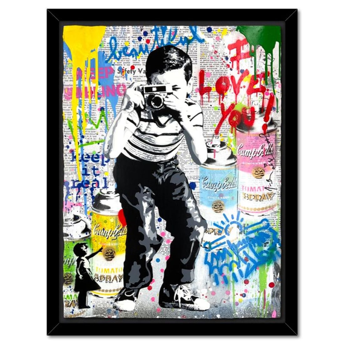 Mr. Brainwash, "Smile" Framed Mixed Media Original, Hand Signed with Certificate of Authenticity. (1 of 4)