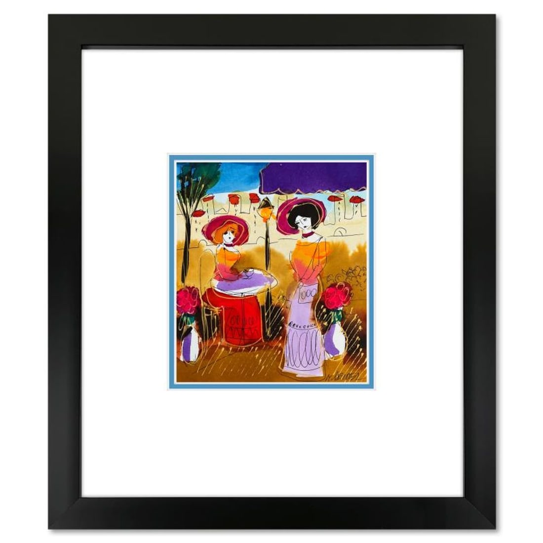 Moshe Leider, Framed Original Mixed Media Watercolor Painting, Hand Signed with Letter of: This is an original mixed media watercolor painting on paper by Moshe Leider. Hand signed by the artist, this piece comes custom framed and includes a Letter of Authenticity. Measures approximately 15
