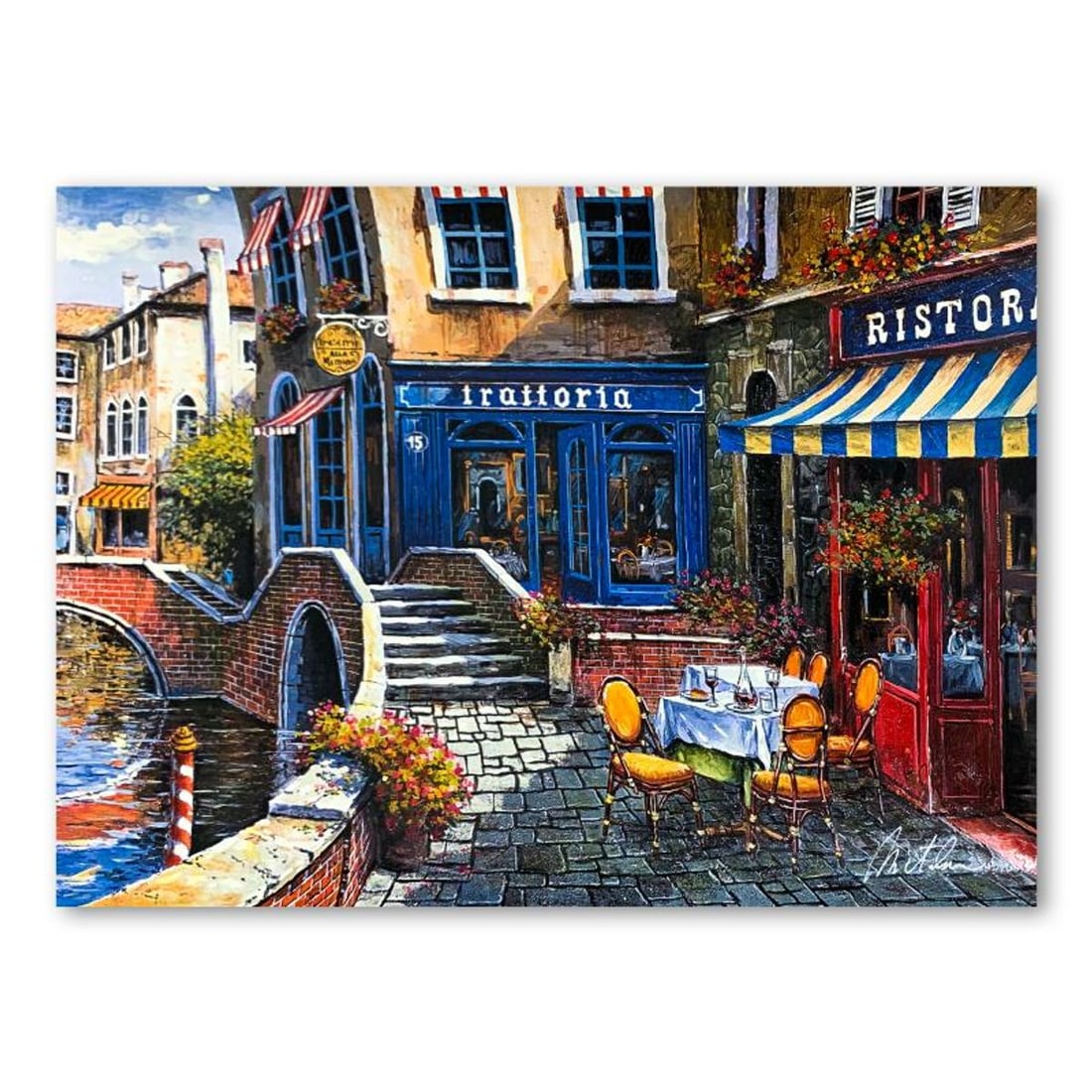 Anatoly Metlan, "Outdoor Cafe" Hand Signed Limited Edition Serigraph on Paper with Letter of (1 of 2)